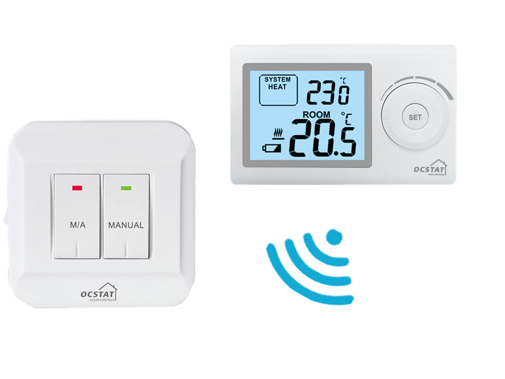 ABS 230V Smart Digital RF Non-programmable Room Thermostat For Floor Heating One Year Warranty