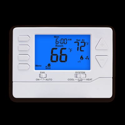 HEAT/OFF/COOL 2 Heat 2 Cool Programmable Room Air Conditioning Thermostat 2*AA Alkaline Batteries Or 18-30 VAC NEC Class II Power Supply