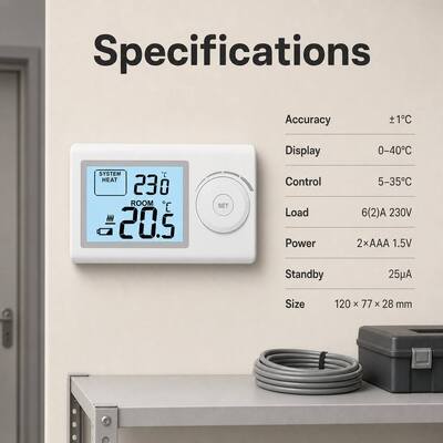 Riseem 230V Wired Room HVAC Non-Programmable Home Thermostat With IP20 Protection Level