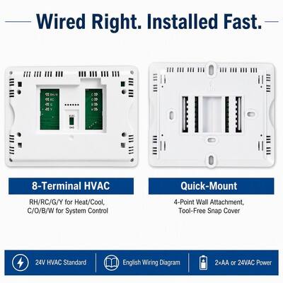 LCD Display Batteries Or 24V Electronic Room 1 Heat 1 Cool Thermostats Offering Heating And Cooling Set Point Limits For HVAC System