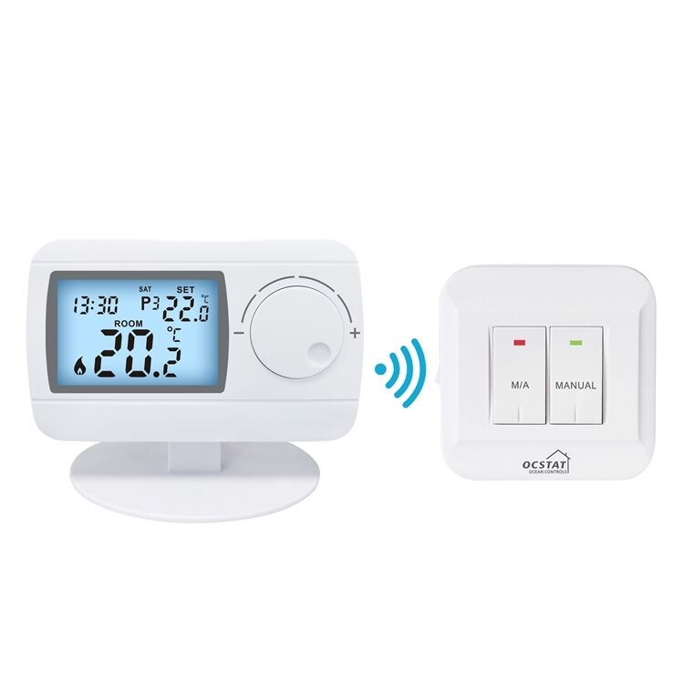 Works With Most Heating Systems RF Room Thermostat 230V Wireless Programamble Thermostat White Customized Shell Color Temperature Management Solution