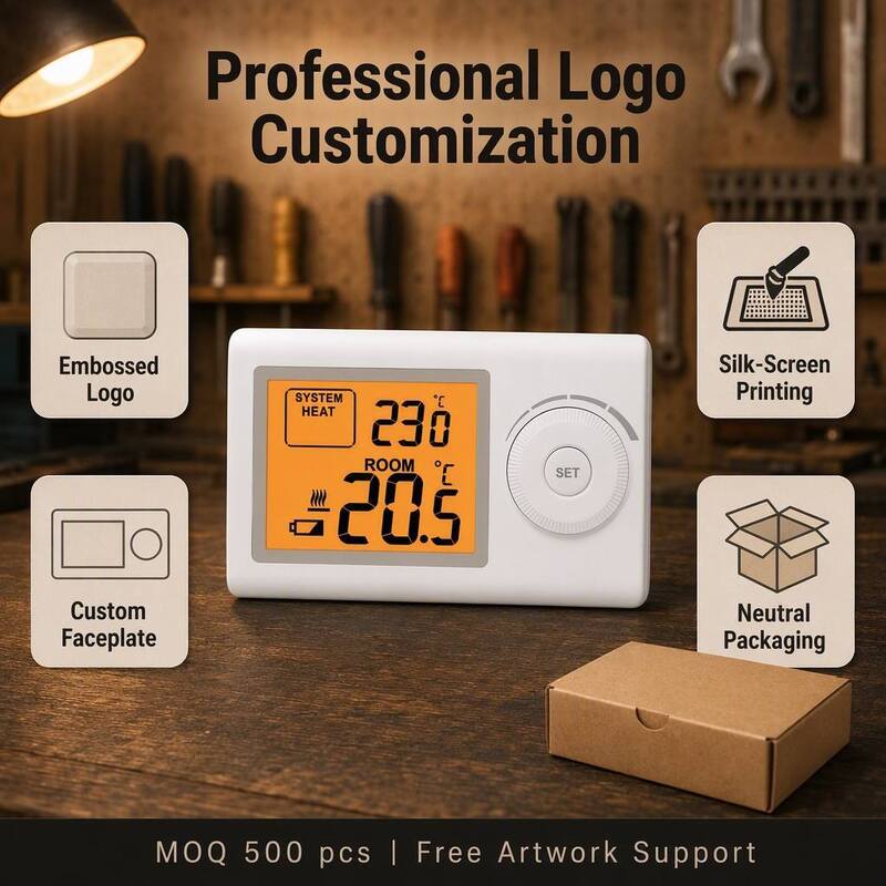 Riseem Temperature Control Room Heating Thermostat , Digital House Thermostat White Color