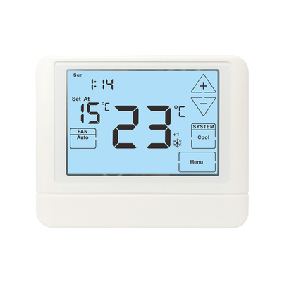 Riseem 24V Εικονική οθόνη LCD Εβδομαδιαία προγραμματιζόμενος ψηφιακός θερμοστάτης θέρμανσης CE 1.5W