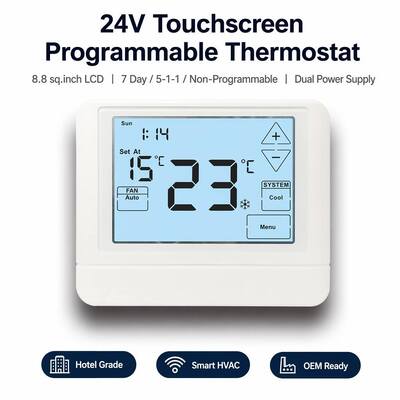 Ψηφιακό HVAC Προγραμματιζόμενο Θερμοστάτη Ηλεκτρονικό Δωμάτιο 24V LCD Θερμοστάτη με μπαταρία Προσφέροντας Φως Πίσω Χρώμα Λευκό Μπλε Πράσινο και Περιοχές Ελέγχου Θερμοκρασίας 44 ° F έως 90 ° F 7 ° C έως 32 ° C για Λύσεις Κλίματος