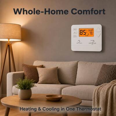 Riseem Προγραμματιζόμενος 2 Heat 2 Cool Ρυθμιστής θερμοκρασίας Θερμοστάτη Συμβατότητα Λειτουργεί με τα περισσότερα συστήματα θέρμανσης και ψύξης