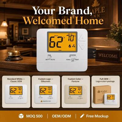 24V LCD οθόνη Ηλεκτρονικά καλωδιακά ηλεκτρονικά HVAC Μη προγραμματισμένα ηλεκτρονικά θερμοστάτες δωματίου