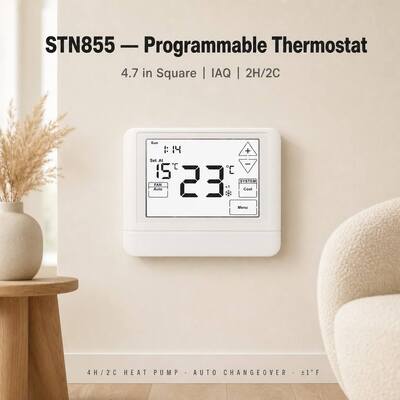 STN855 24V LCD οθόνη αφής 7 ημερών Θερμοανατλήσιμη 2 θερμοκρασία ψύξη Θερμοστάτη EM HEAT