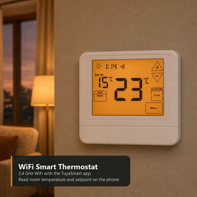 24V Έλεγχος APP TUYA Smart Life Ηλεκτρονικός Προγραμματιζόμενος Θερμοστάτης 7 Ημερών με Φυσικές Διαστάσεις 120mm Π 98mm Υ 27mm Β Σχεδιασμένος για Έλεγχο Θερμοκρασίας