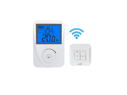 Riseem 230V ασύρματος ψηφιακός HVAC RF Θερμοστάτη θερμοκρασίας δωματίου για λέβητα