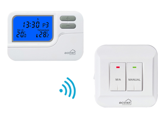 Riseem Λευκό ABS 868Mhz RF Ασύρματος Προγραμματιζόμενος Θερμοστάτης Ψηφιακό Θέρμανση και Ψύξη OEM